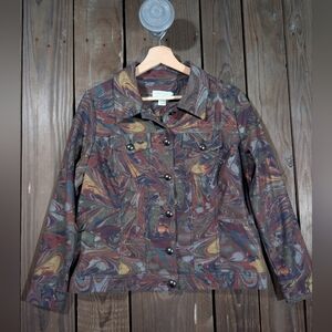 Christopher & Banks Swirl Pattern Jean Jacket